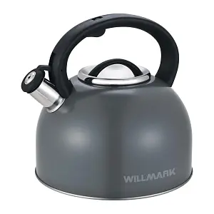 Чайник со свистком Willmark WTK-4810SS (4л, со свистком, с крышкой, нейлоновая ручка, тём серый)