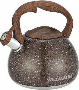 Чайник со свистком Willmark WTK-4022SS (3л, со свистком, с крышкой, нейлоновая ручка,корич)