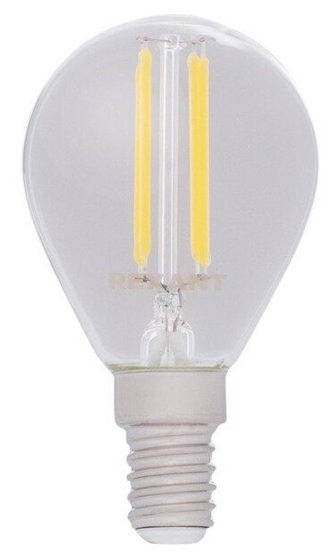 Лампа филаментная REXANT Шарик GL45 7.5 Вт 600 Лм 2700K E14 прозрачная колба