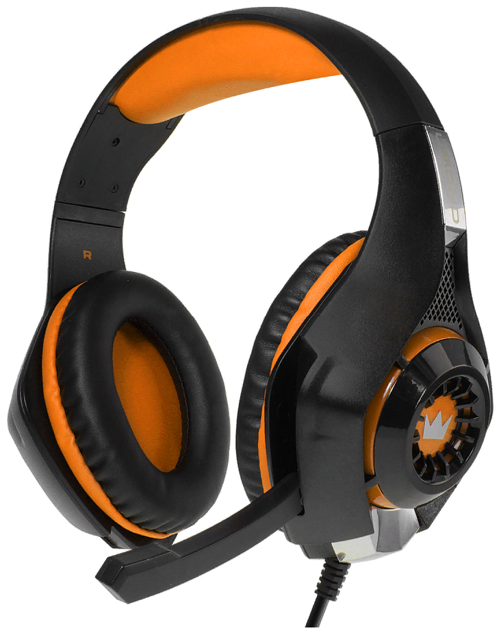 [Наушники] CROWN CMGH-102T Black&orange (Подключение USB, встроенная аудио карта, Частотныи? диапазо
