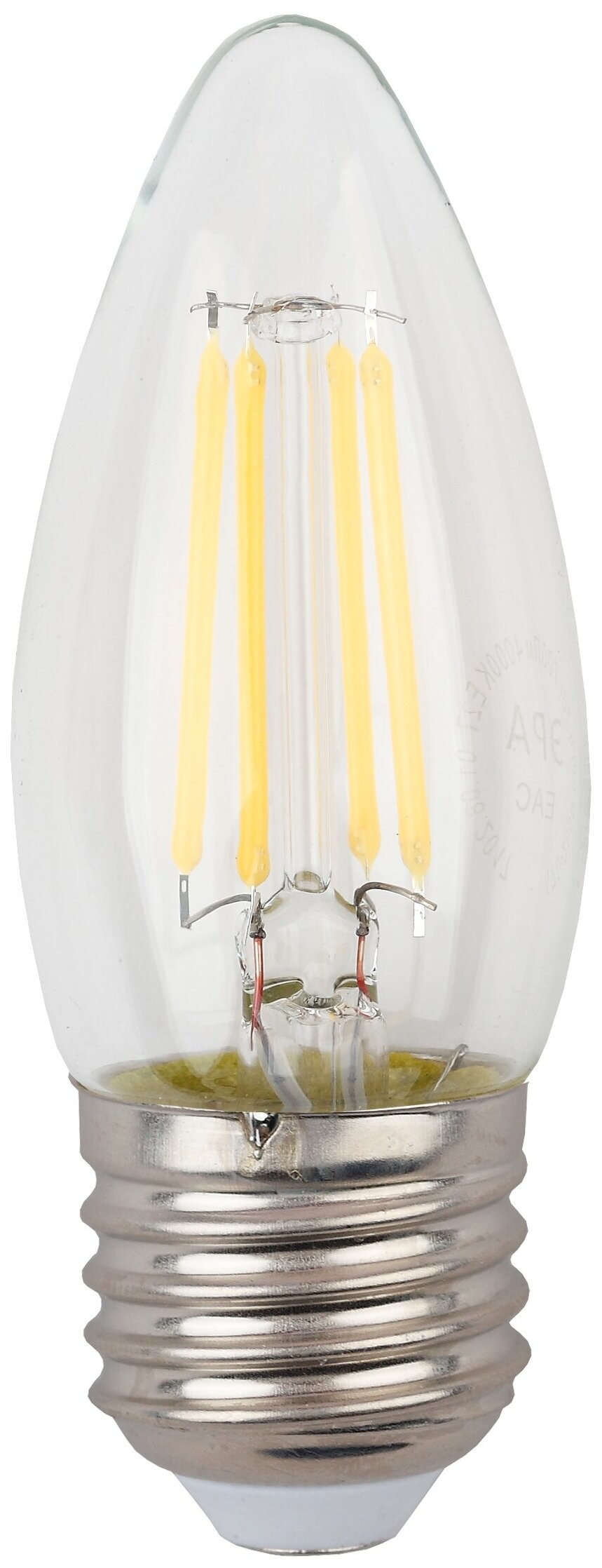 Лампа F-LED B35-5W-827-E27 ЭРА (филамент, свеча, 5Вт, тепл, E27) (10/100/2800)