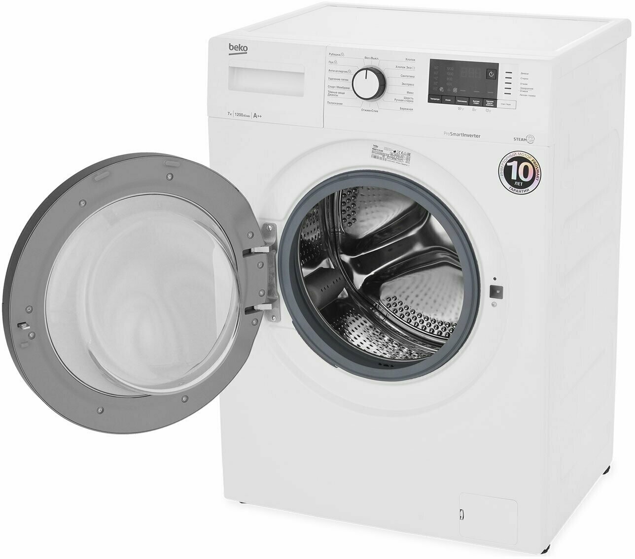 Стиральная машина с паром Beko WSRE7612XAWI (7 кг.1200 об. инверт.49  см.чёрн люк) - купить Стиральная машина с паром Beko WSRE7612XAWI (7 кг.1200  об. инверт.49 см.чёрн люк), в наличии, цена, отзывы. Продажа бытовой