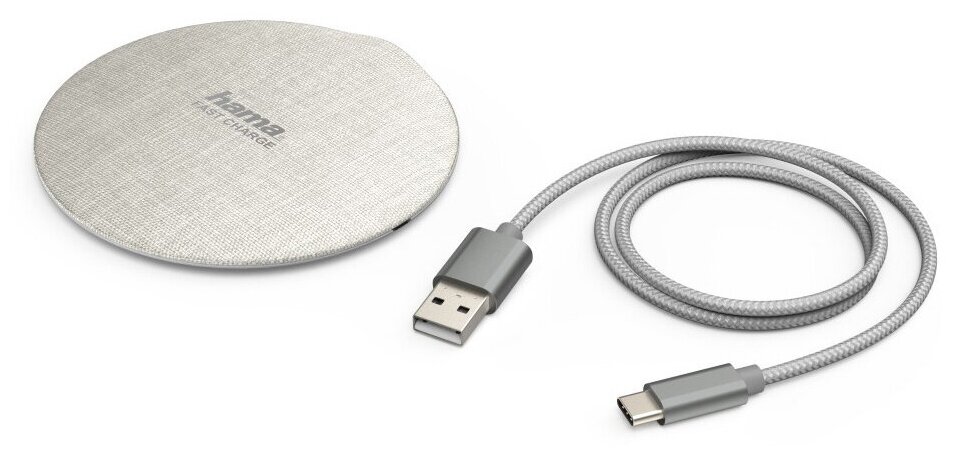 Беспроводное зар./устр. Hama FC10 Metal кабель USB Type C белый/кремовый (00183380)