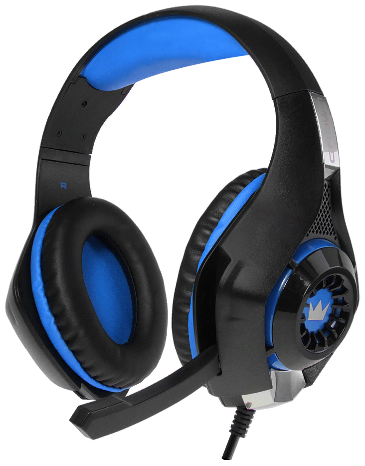 [Наушники] CROWN CMGH-101T Black&blue (Подключение jack 3.5мм 4pin+ адаптер 2*jack spk+mic,Частотныи