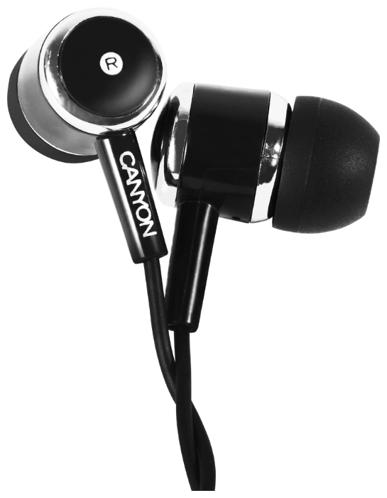 Наушники  CANYON CNE-CEPM01B Stereo earphones with microphone, Black
