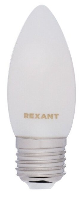 Лампа филаментная REXANT Свеча CN35 9.5 Вт 915 Лм 2700K E27 матовая колба