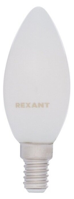Лампа филаментная REXANT Свеча CN35 9.5 Вт 915 Лм 2700K E14 матовая колба