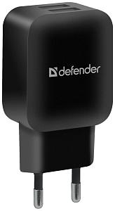 Сетевой адаптер Defender 2xUSB, 5V/2.1А, черный, пакет (EPA-13) (83840)