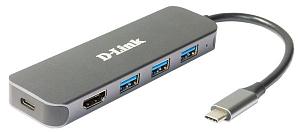Док-станция D-Link DUB-2333/A1A с разъемом USB Type-C, 3 портами USB 3.0, 1 портом USB Type-C/PD 3.0
