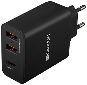 Сетевой адаптер CANYON Universal 3xUSB AC charger (in wall) with over-voltage protection(1 USB-C wit