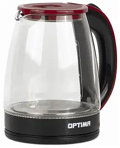 Чайник Optima EK-1823G (1,8л, 2200Вт.стекло, бордово-черный)