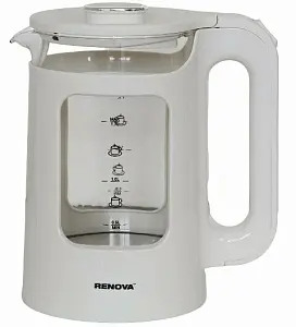Чайник Renova KT17G-11W (1,7л, 2,2кВт.подсветка.стекло,бел)