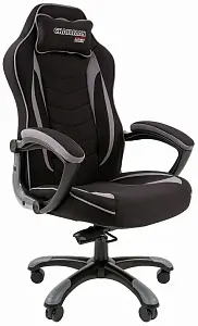 Игровое кресло Chairman game 28  чёрное/серое (ткань, пластик, газпатрон 3 кл, ролики, механизм кача