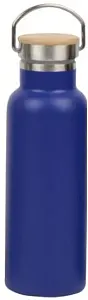 Бутылка вакуумная Diolex DXB-500-2BU из нержавеющей стали с крышкой из бамбука,синяя 500 мл