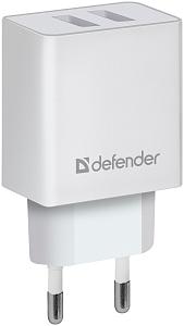 Сетевой адаптер Defender 2xUSB, 2.1А , белый (UPA-22) (83580)