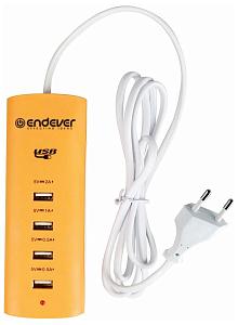 Сетевое зарядное устройство Endever MasterCharger-200, 4 USB-порта 5V /0.5 A - 1.0 A - 2.0 A, оранже