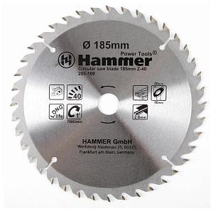 Диск пильный Hammer Flex 205-109 CSB WD  185мм*40*20/16мм по дереву
