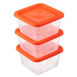 Набор контейнеров квадратных Рыжий (861-315) 3шт, пластик,0,33л
