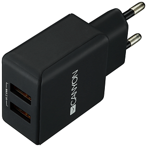 Сетевой адаптер CANYON Universal 2xUSB AC charger (in wall) with over-voltage protection, Input 100V
