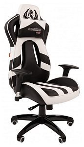 Игровое кресло  Chairman game 25 черный/белый (экокожа, регулируемый угол наклона, механизм качания)