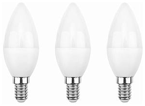 Лампа светодиодная REXANT Свеча CN 7.5 Вт E14 713 Лм 6500 K холодный свет (3 шт./уп.)