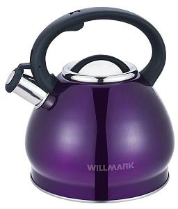 Чайник со свистком Willmark WTK-4221SS (3,5л, со свистком, нейлоновая ручка,фиолетовый)