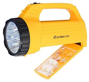 Ultraflash LED3819CSM фонарь акку. 220В желт., 9LED +12SMD LED, 2 реж, SLA, плас., коробка 12860