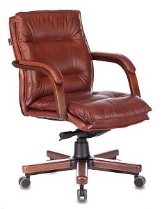 Кресло руководителя Бюрократ T-9927WALNUT-LOW низкая спинка светло-коричневый Leather Eichel кожа кр