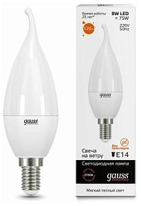 Лампа светодиодная LED 8Вт E14 220В 2700К Elementary свеча на ветру | 34118 | Gauss