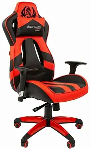 Игровое кресло Chairman game 25 черный/красный (экокожа, регулируемый угол наклона, механизм качания