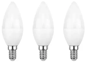 Лампа светодиодная REXANT Свеча CN 9.5 Вт E14 903 Лм 6500 K холодный свет (3 шт./уп.)
