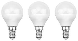Лампа светодиодная REXANT Шарик (GL) 7.5 Вт E14 713 Лм 2700 K теплый свет (3 шт./уп.)