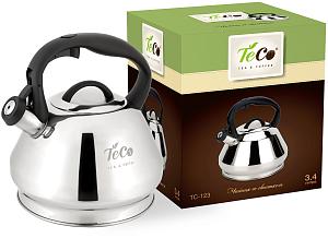 Чайник для плиты TECO TC-123, нержавейка, 3,4 л со свистком