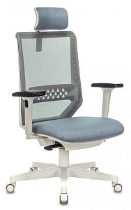 Кресло руководителя Бюрократ EXPERT серый сиденье голубой 38-405 сетка/ткань с подголов. крестовина 