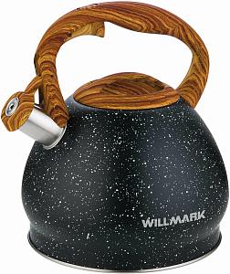Чайник со свистком Willmark WTK-4033SS(3,5л, со свистком, с крышкой, нейлоновая ручка,чёрн матовый)