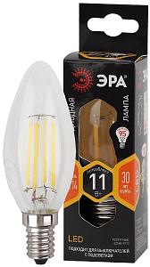 Лампа светодиодная ЭРА F-LED B35-11w-827-E14 (филамент, свеча, 11Вт, тепл, E14)